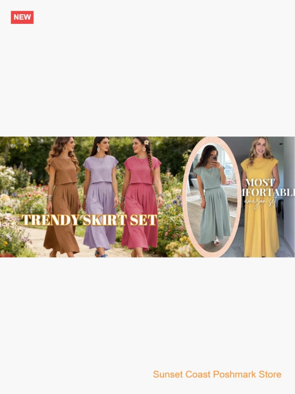 Cap Sleeve Top Elastic Waist Maxi Skirt Set with Pockets 100% Viscose - Picture 7 of 7